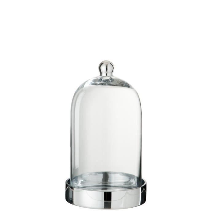 Cloche verre déco 18x18x30 cm Argent et Transparent