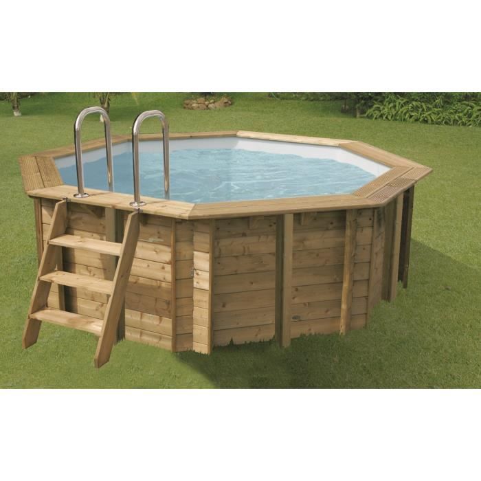UBBINK Piscine octogonale en bois Sunwater Ø360xH120 cm - Liner bleu
