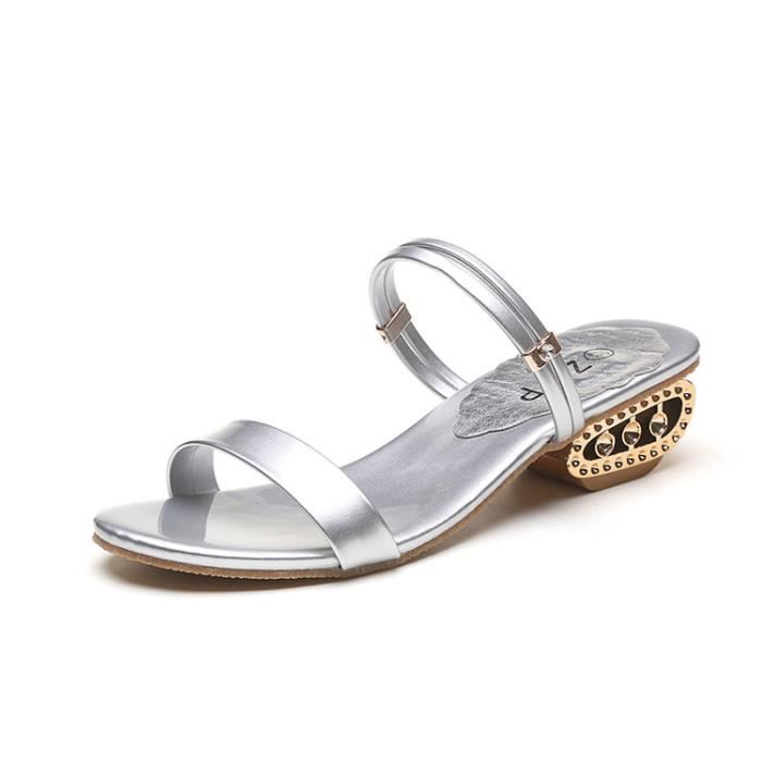 Couleur Couleur Femme Sandales Sandales Argent Femme ukXPiZ