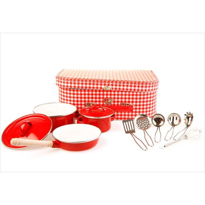Ensemble Casseroles Jouet Métal Pour Enfants - Casserole, Passoire, Ustensiles, Torchon - Cuisine D'imitation
