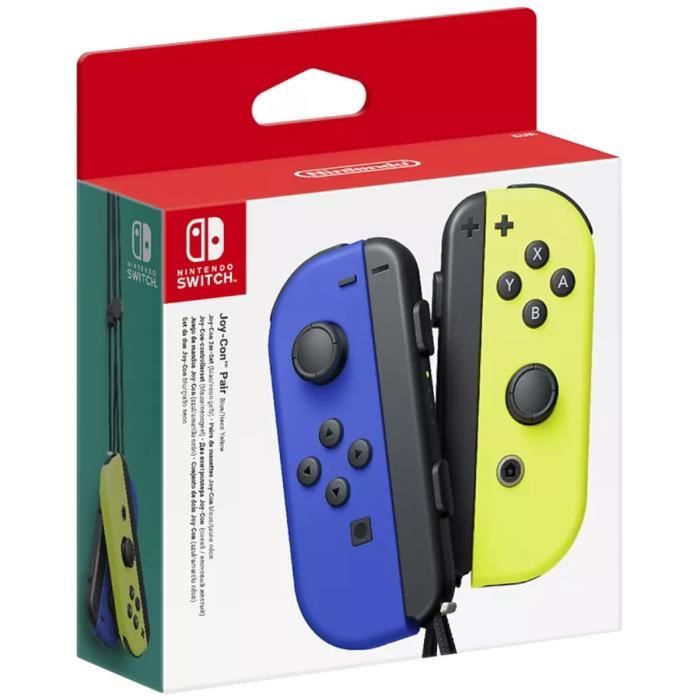 Paire de manettes Joy-Con gauche bleue et droite jaune néon