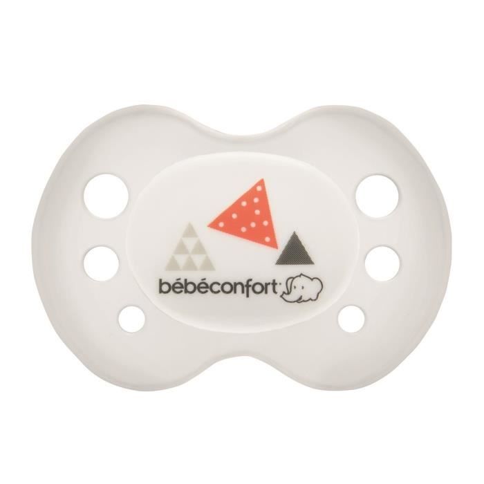 BEBE CONFORT Lot de 2 Sucettes réversible en silicone - 0 à 18 Mois - Gris