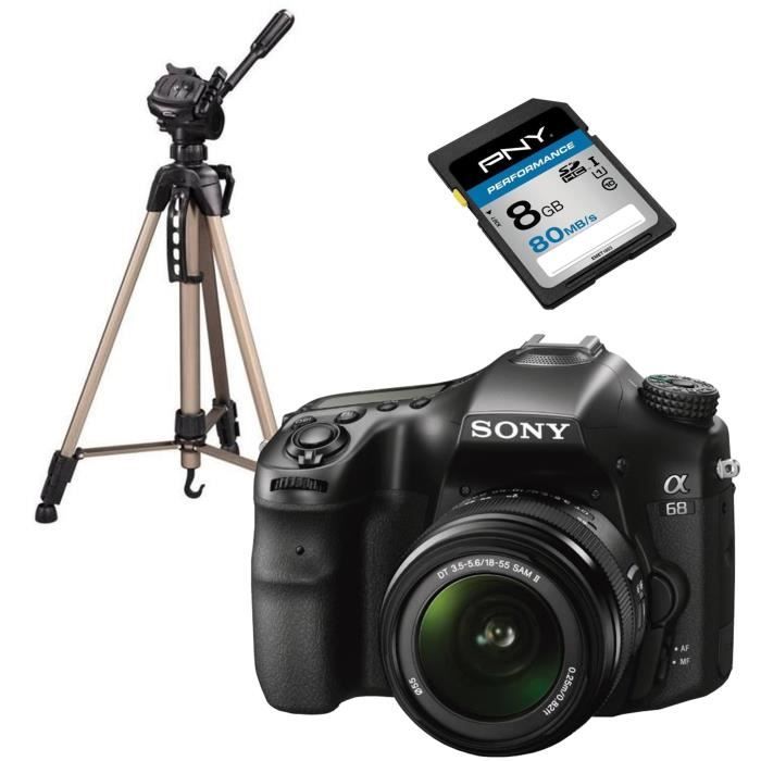 SONY ILCA68K Appareil photo numérique Reflex 24 mégapixels avec objectif 18-55 mm + PNY Performance Carte mémoire SDHC 8 Go + HAMA S