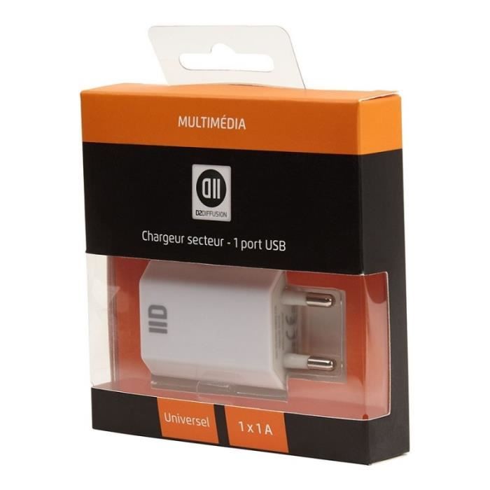 D2 Chargeur secteur USB 1 port - Blanc
