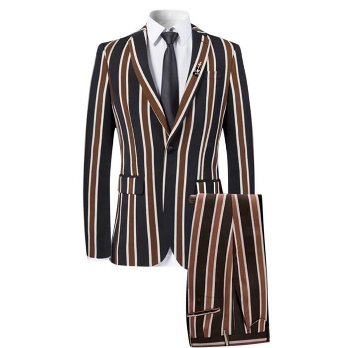 Nouveau Homme À 2017 De Costume Coupe Mariage Slim Skinny Rayures 34RLqA5j