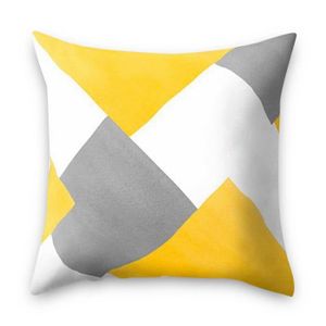 HOUSSE DE COUSSIN Jaune Gris Bloc 45 x 45 cm Géométrique Taies d'Ore