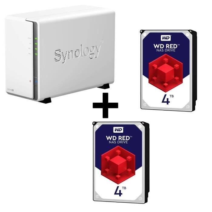 Pack Synology Serveur NAS Diskstation DS216se DS216se + 2 Disques Durs WD Red 4To 64Mo 3.5 WD40EFRX