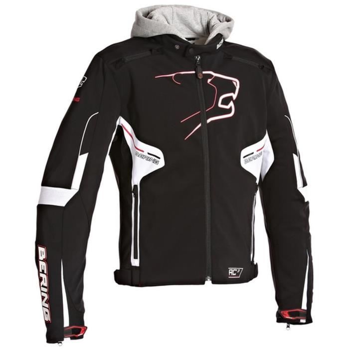 BERING Coaster Blouson Moto Textile Noir Blanc et Rouge