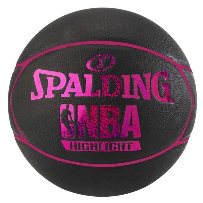 SPALDING Ballon de basket-ball NBA Highlight 4her Outdoor - Noir et rose fuchsia - Taille 6
