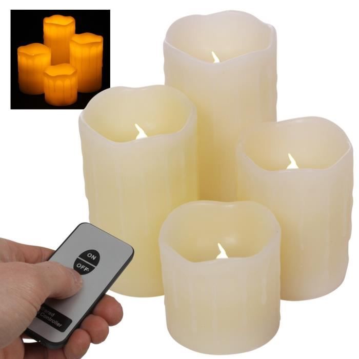 Lights4fun Lot De 4 Bougies Rouge TruGlow® LED à Piles En Cire Véritable Avec Effet Fondu