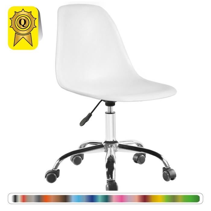 De Chrome Bureau Dsoa 1 Decopresto 1p Roulettes Wh Chaise Pieds Hauteur Réglable X Dp Blanc zMSUpqV