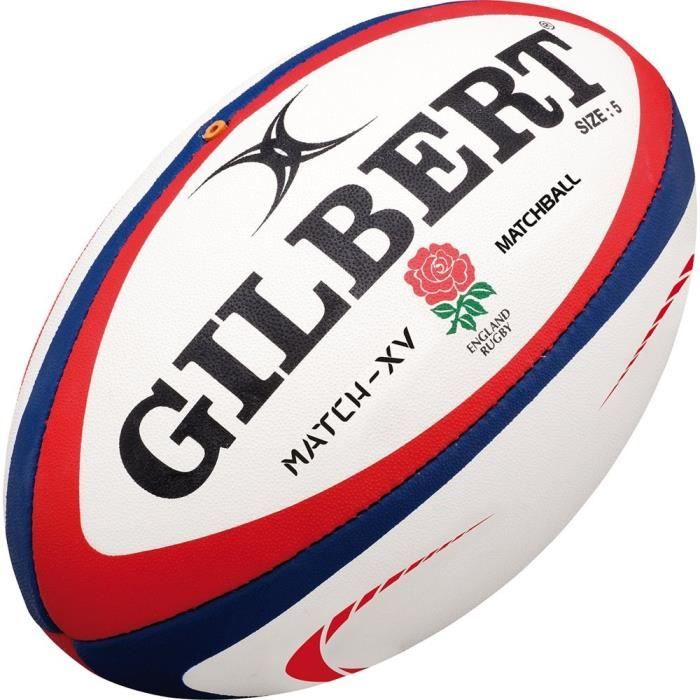 GILBERT Ballon MATCH XV - Angleterre - Taille 5 - Blanc / Rouge / Bleu