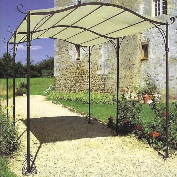 tonnelle de jardin en fer forgé mimosa - 4 x 3 m - ecru - achat