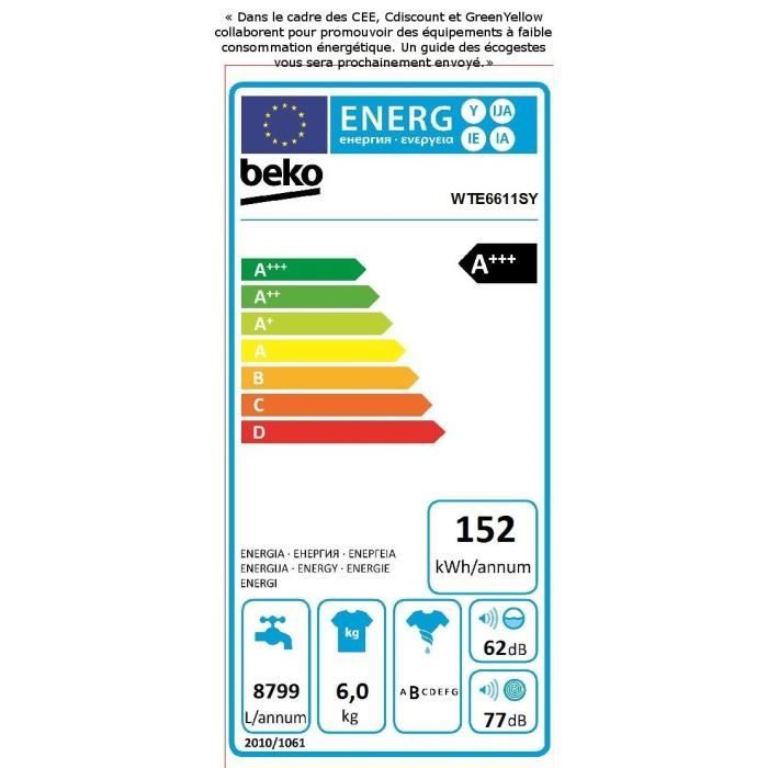  WTE6611SY - Lave linge frontal - 6kg - 1200 tours1