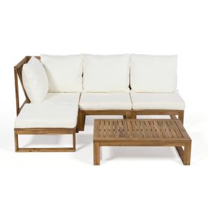 Salon de jardin bas en acacia FSC 4 places MOVEA - Ecru - Achat ... Salon de jardin bas en acacia FSC 4 places MOVEA - Ecru - Achat ...