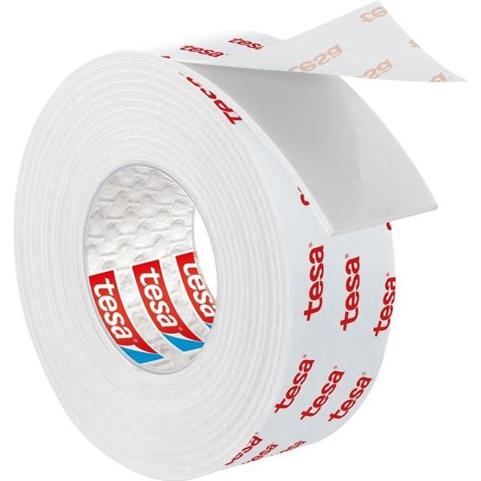 TESA Double-face de fixation - Pour papier peint & plâtre - Charge supportée : 10 Kg / m