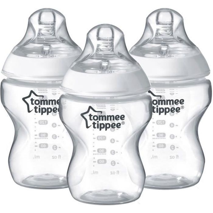 Lot de 3 biberons de 260 ml sans BPA, livrés avec tétine débit lent