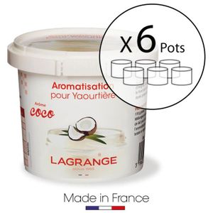 LAGRANGE Lot de 6 pots d?aromatisation pour yaourts Coco