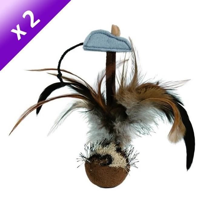 Lot de 2 - TRIXIE Volant culbuto avec souris peluche 15 cm - Pour chat