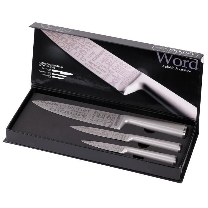 JEAN DUBOST Coffret aimanté de 3 couteaux de cuisine Word
