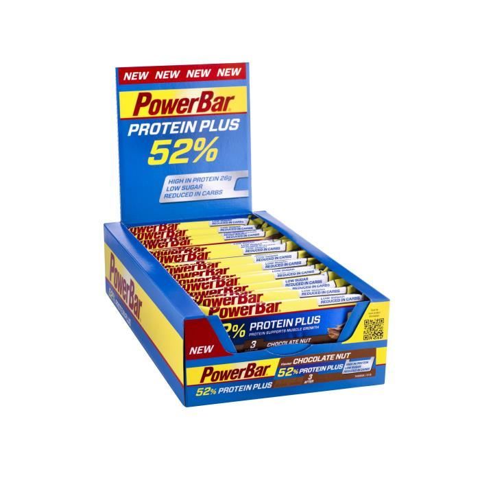 POWERBAR Lot de 24 barres Protein Plus 52% - Chocolat noisette - 50 g