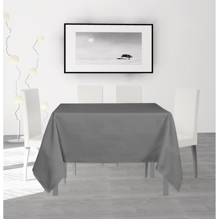 SOLEIL D'OCRE Nappe anti-tâches carrée Alix - 140 x 140 cm - Gris