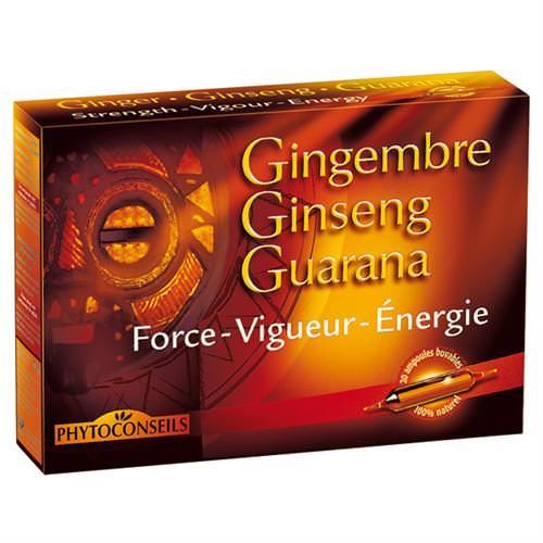 Ampoules Gingembre Ginseng Guarana Bio Force … Achat / Vente tonus