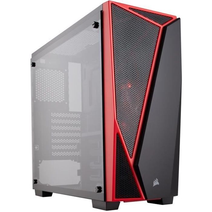 CORSAIR Boitier PC Carbide SPEC-04 Termpered Glass Gaming Case - Noir et rouge