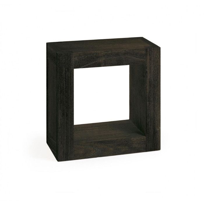 Etagere Carree Murale Bois Massif Design Industriel Loft Achat