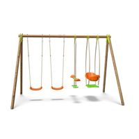 BALANÇOIRE - PORTIQUE Portique bois métal 2,30m, balançoires, face à fac BALANÇOIRE - PORTIQUE Portique bois métal 2,30m, balançoires, face à fac