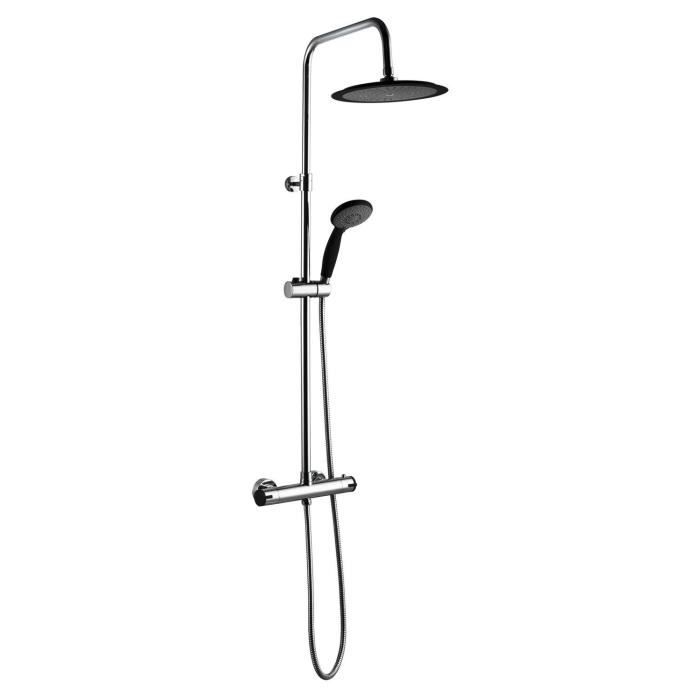 ESSEBAGNO Colonne de douche avec robinet mitigeur thermostatique Color - Noir