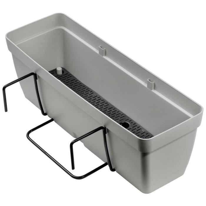 DEROMA Kit de Jardinière Enjoy à réserve d'eau - 9,6 L - 50 x 16,1 x H 16 cm - Gris écume