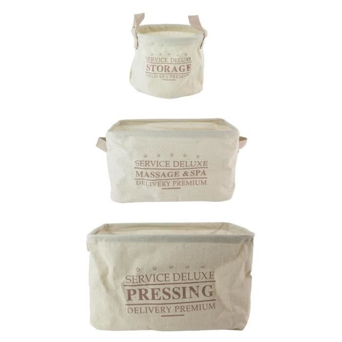 Lot De 3 Bacs Paniers Rangement Deluxe 3L + 9L +3L Ivoire