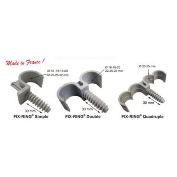ING FIXATIONS Lot de 20 attaches - Fix-ring - Diamètre 16 mm simple