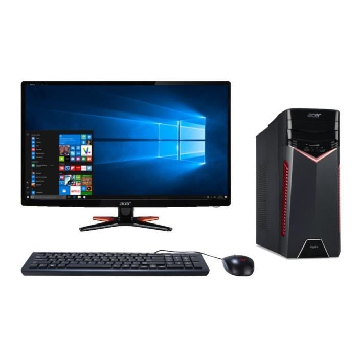 ACER PC de bureau Gamer Aspire GX-781 - RAM 8Go -Core i5 - Stockage 128 Go SSD + 1To -GTX 1050 - Windows 10 + Ecran Predator 24\