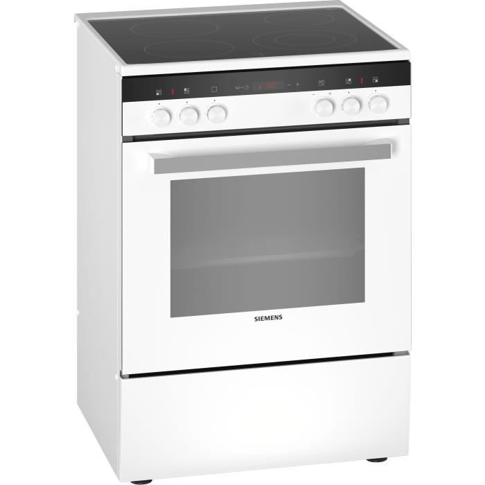 SIEMENS HK9R4R120 - Cuisinière électrique - 4 foyers Quick - Four multifonction - Pyrolyse - 63 L - A - L 60 cm - Blanc