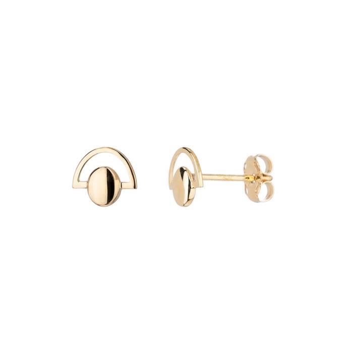 OR ECLAT - Boucles d'Oreilles Aztèque Or Jaune 375/1000 - Femme