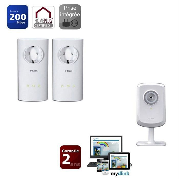 COURANT PORTEUR   CPL D Link Kit de 2 CPL 200mbps + Caméra Wifi DCS