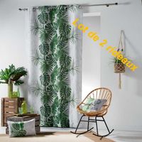 RIDEAU lot de 2 rideaux a oeillets 140 x 260 cm polyester RIDEAU lot de 2 rideaux a oeillets 140 x 260 cm polyester