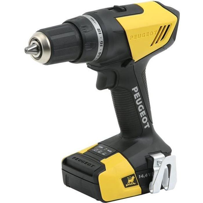 PEUGEOT ENERGYDRILL Perceuse sans fil 14,4 V avec 2 batteries Lithium-ion 1,5 Ah