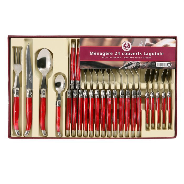 LAGUIOLE PRODUCTION Ménagère 24 pièces Rouge