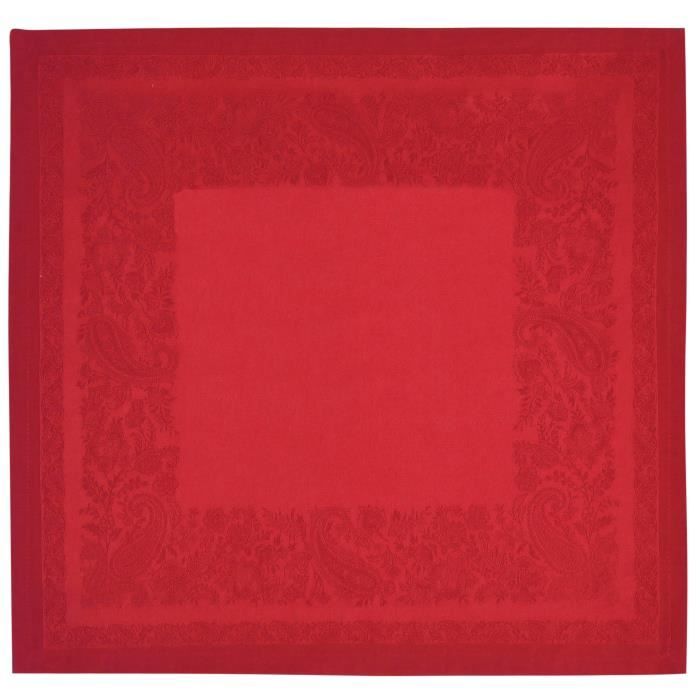 VENT DU SUD Serviette de table Jacquard TRENTO - 47x47 cm - Rouge pavot