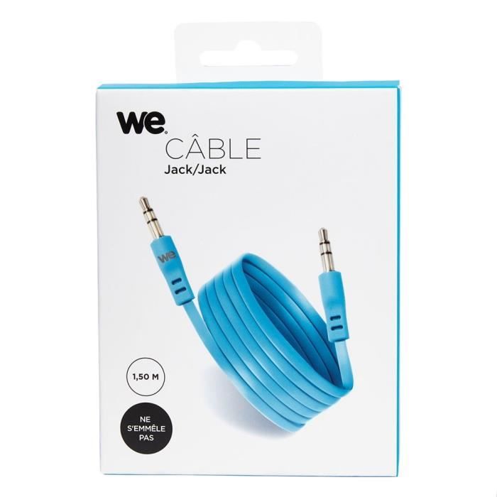 WE Câble jack plat - 1.50 mètres - Bleu