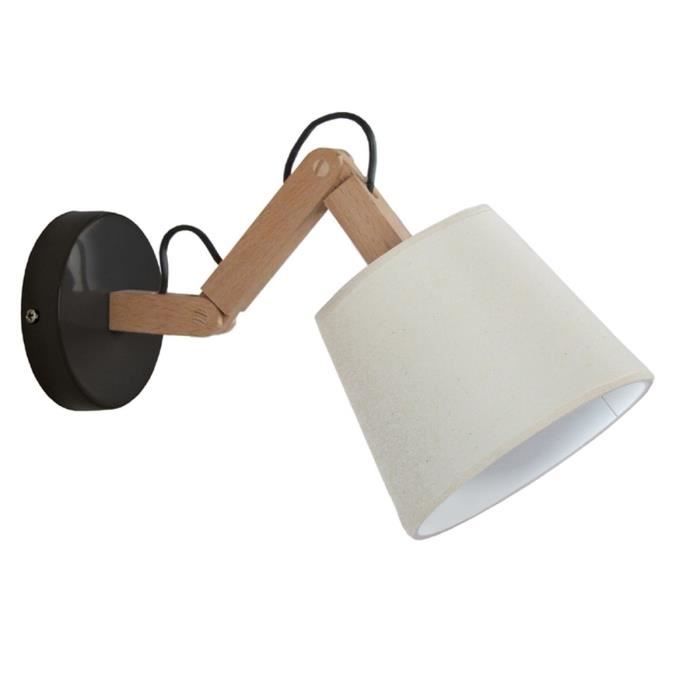 Applique Murale Articulee Bois Naturel Freki Noir E14 40w Achat