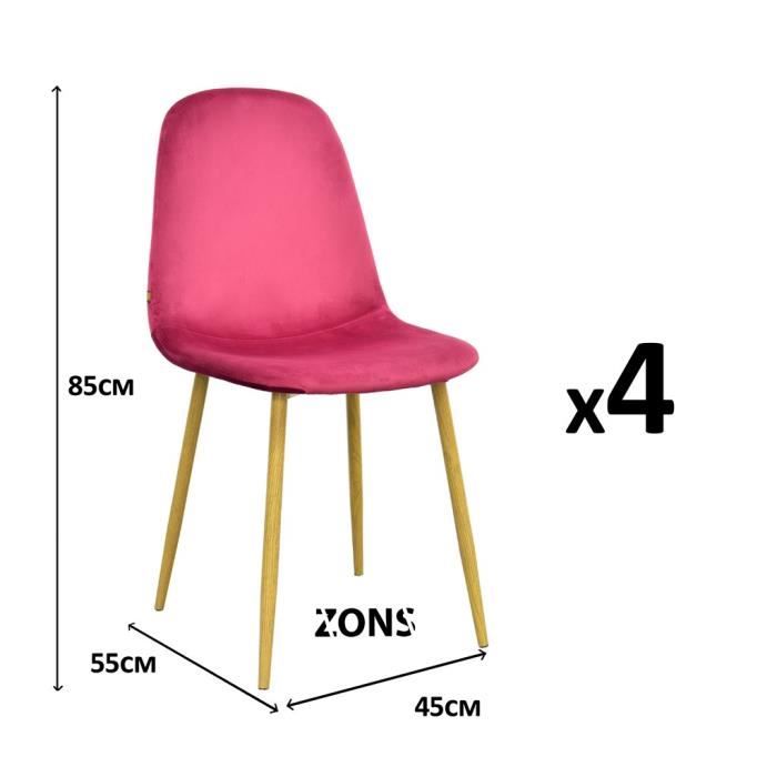 lot de 4 stockholm chaise velours scandinave 45*55*85cm bordeaux