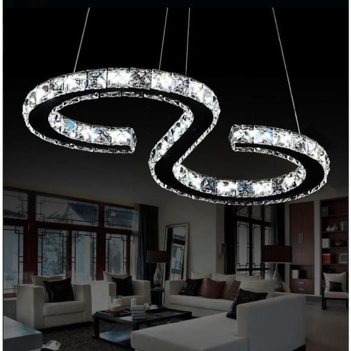STOEX® 24W LED Lustre Moderne en Cristal LED Cristal Lustre Blanc Froid ...
