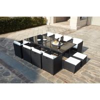 SALON DE JARDIN Salon jardin noir encastrable résine 12 personnes SALON DE JARDIN Salon jardin noir encastrable résine 12 personnes