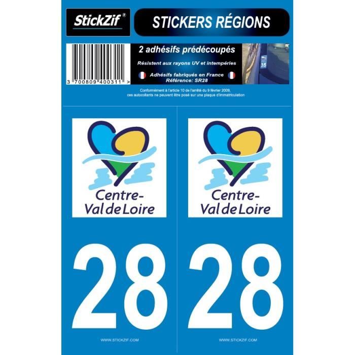 STICKZIF 2 Autocollants Région Département 28 SR28