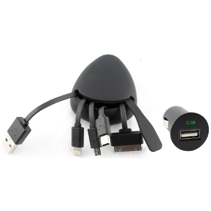 AUTO-T Multi-connecteurs 4 en 1 + Prise USB