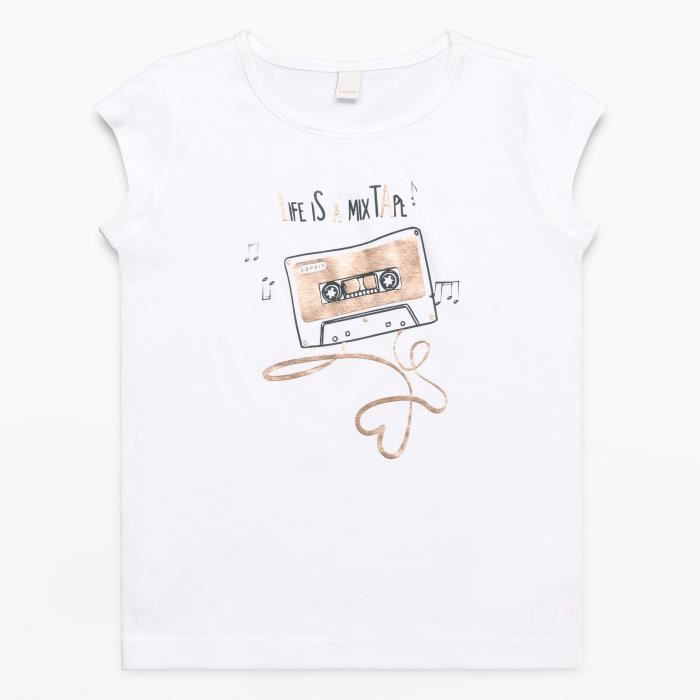 ESPRIT T-Shirt Imprimé Cassette Audio Blanc Enfant Fille